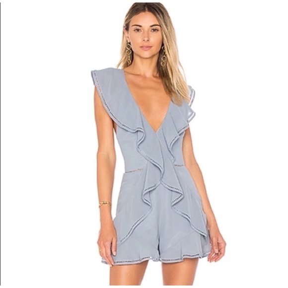 Keepsake Lover’s Holiday Playsuit Light Blue Ruffle Romper Sz Xs - Picture 1 of 10